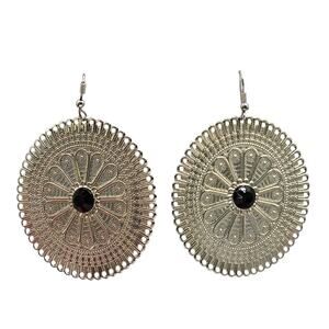 Earrings Mandala Wheel Filigree Sunburst Design Statement Pierced Dangle SKU3120